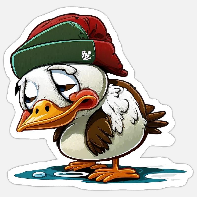 Sad Duck Comic Graphic Sticker taille S (10 x 10 cm)