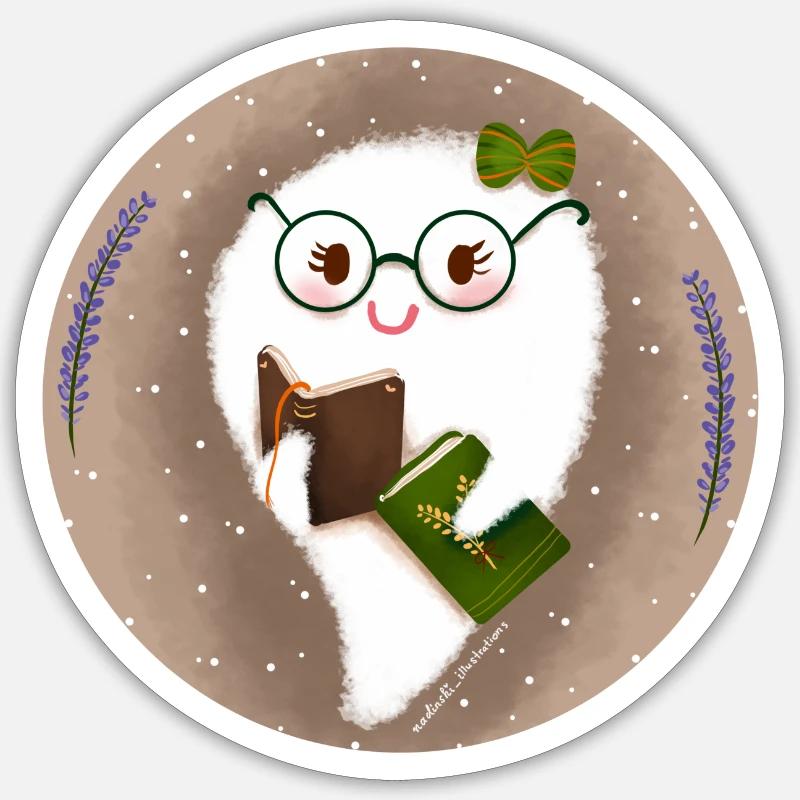 Ghost Library - Sticker size S (10 x 10 cm) - white matte