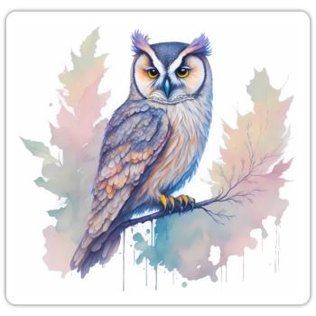 Eule - Sticker Größe S (10 x 10 cm) - Mattweiß - Vorne
