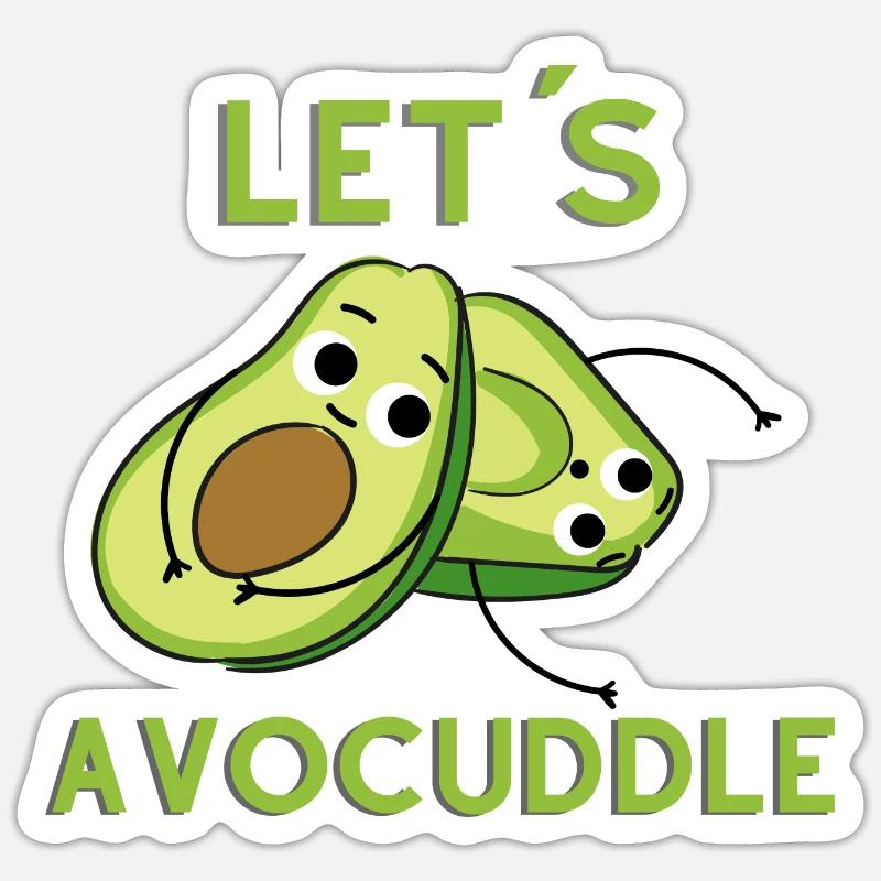 Avocado am Kuscheln - Sticker Größe S (10 x 10 cm) - Mattweiß