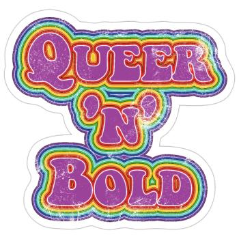 Queer 'n' Bold Rainbow Vintage - Sticker size S (10 x 10 cm) - white matte - Front