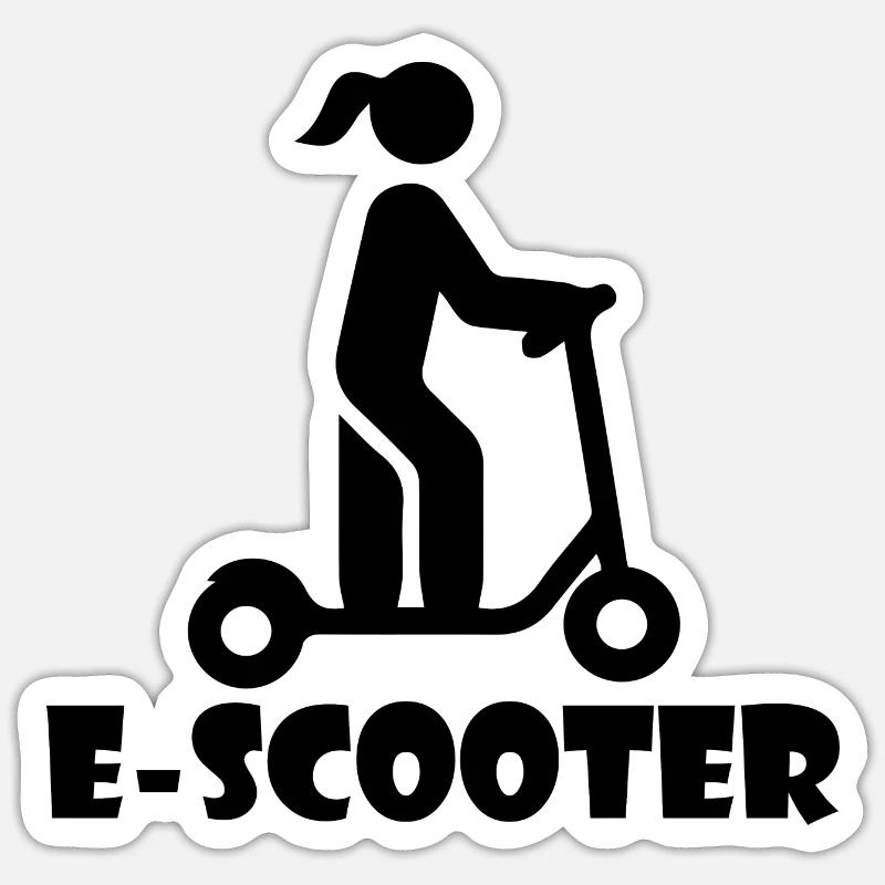 E-Scooter Roller Scooter - Sticker taille S (10 x 10 cm) - blanc mat