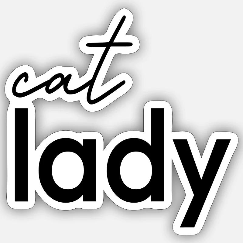 Katzendame - Sticker Größe S (10 x 10 cm) - Mattweiß