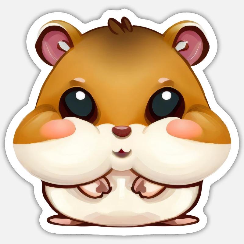 Cute hamster hamster cheeks Sticker size S (10 x 10 cm)