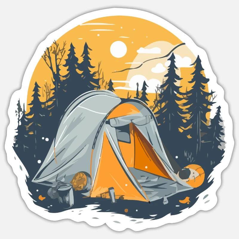 Camping im Wald - Sticker Größe S (10 x 10 cm) - Mattweiß