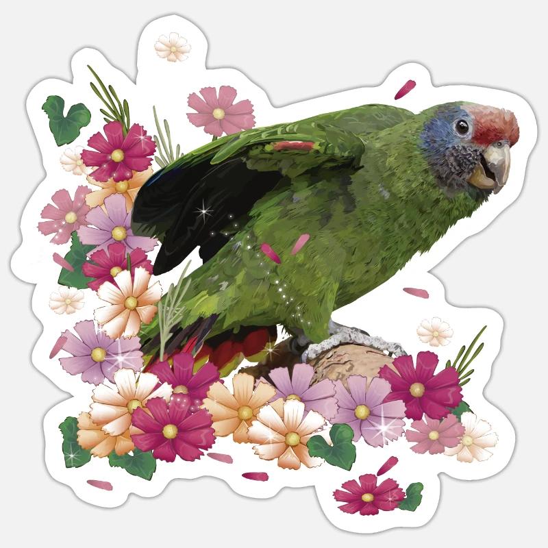 The Red-tailed Parrot - Sticker size S (10 x 10 cm) - white matte