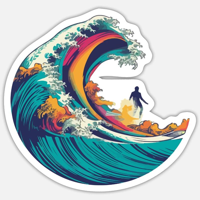 Alex der Surfer - Sticker Größe S (10 x 10 cm) - Mattweiß