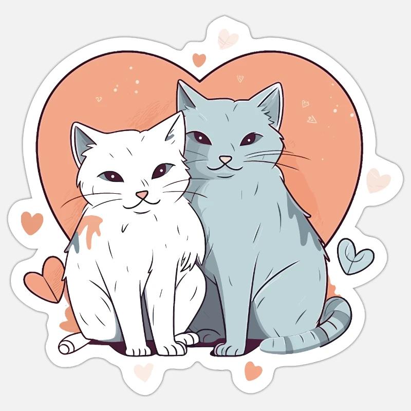 Cat love - Sticker size S (10 x 10 cm) - white matte