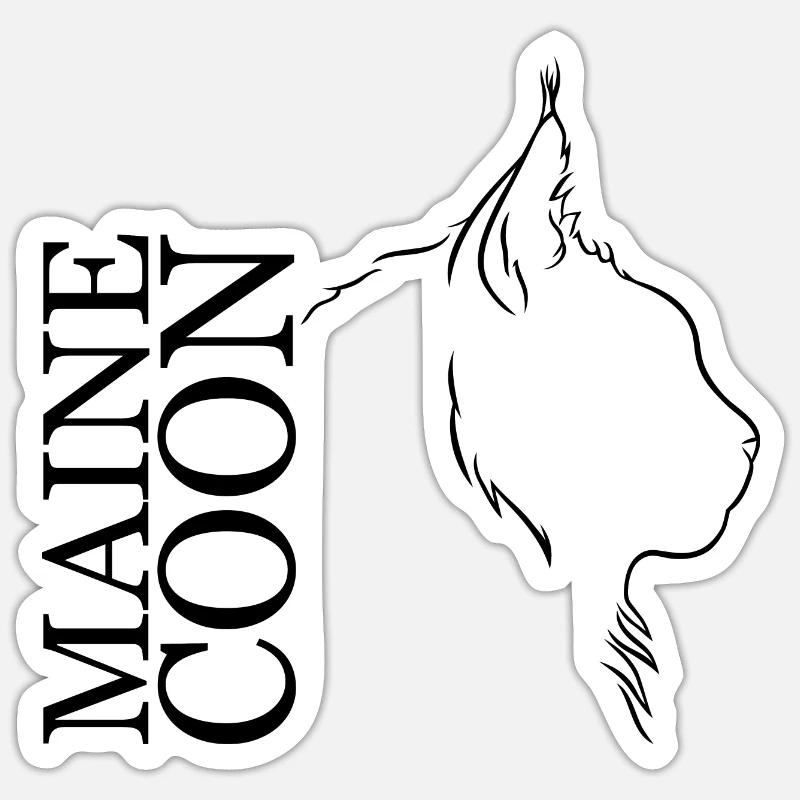 Maine Coon Profil Chats Chat Wilsigns - Sticker taille S (10 x 10 cm) - blanc mat
