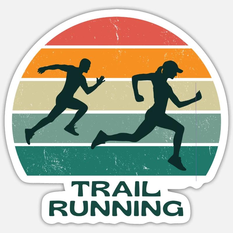 trail, running, running trail - Sticker taille S (10 x 10 cm) - blanc mat
