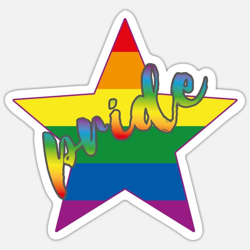 Rainbow Star Pride Sticker taille S (10 x 10 cm)