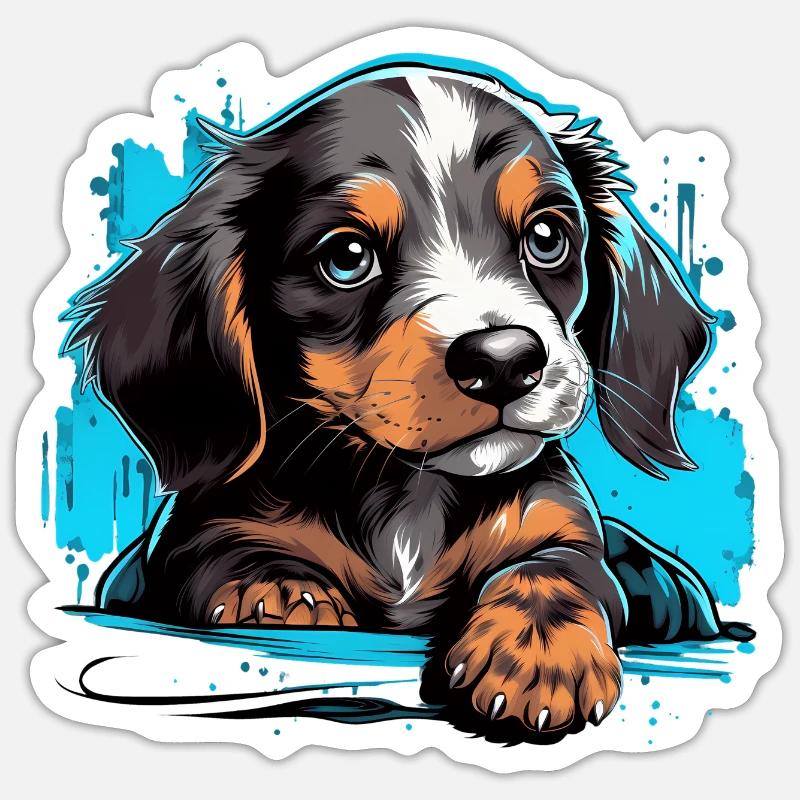 Chiot mignon Sticker taille S (10 x 10 cm)