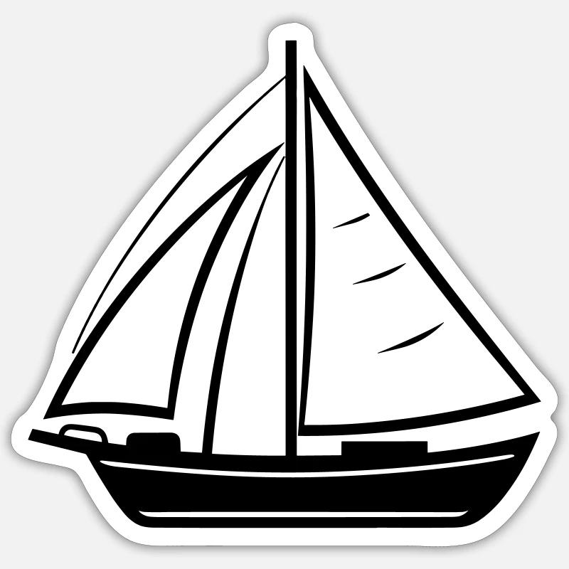 Bateau a voile - Sticker taille S (10 x 10 cm) - blanc mat