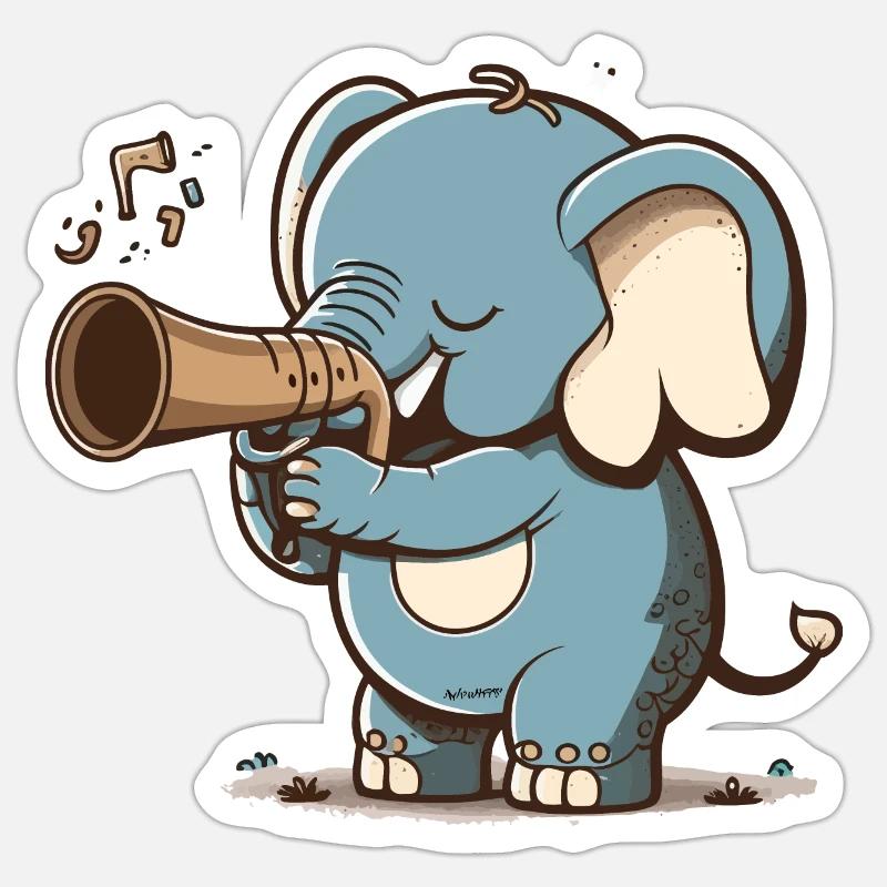 Jazz Elephant - Sticker size S (10 x 10 cm) - white matte