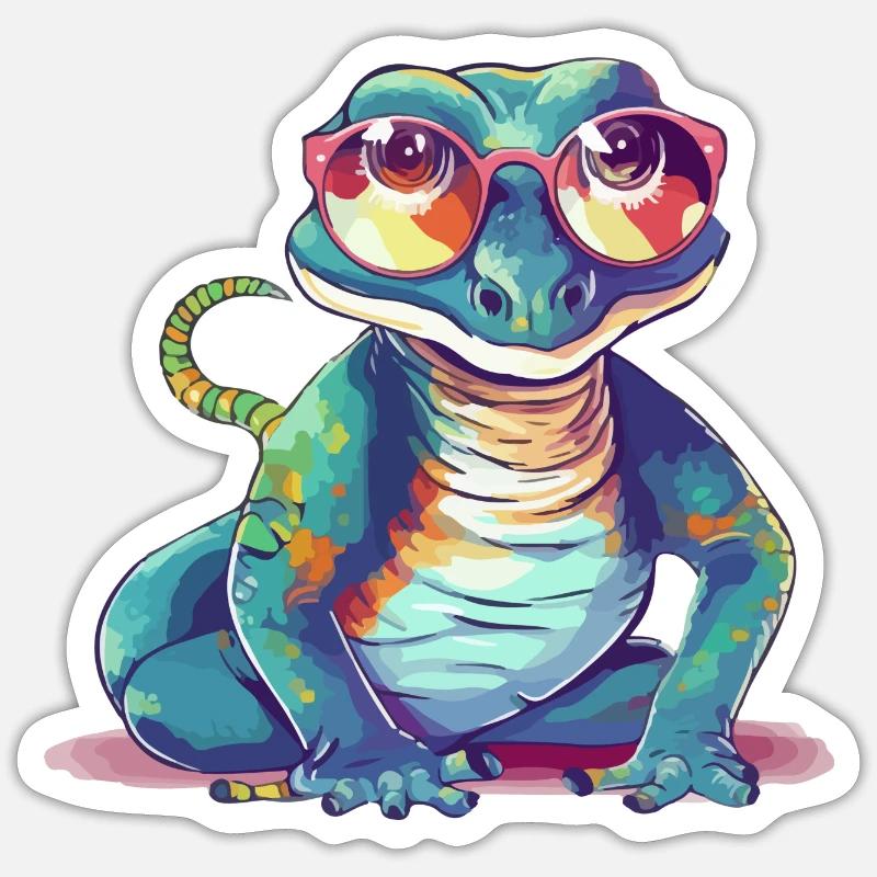 Ik the spectacled lizard - Sticker size S (10 x 10 cm) - white matte