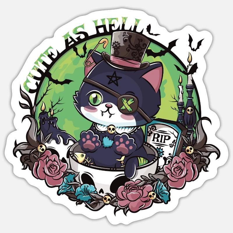 Das Erwachen von Catleman Jack - Sticker Größe S (10 x 10 cm) - Mattweiß