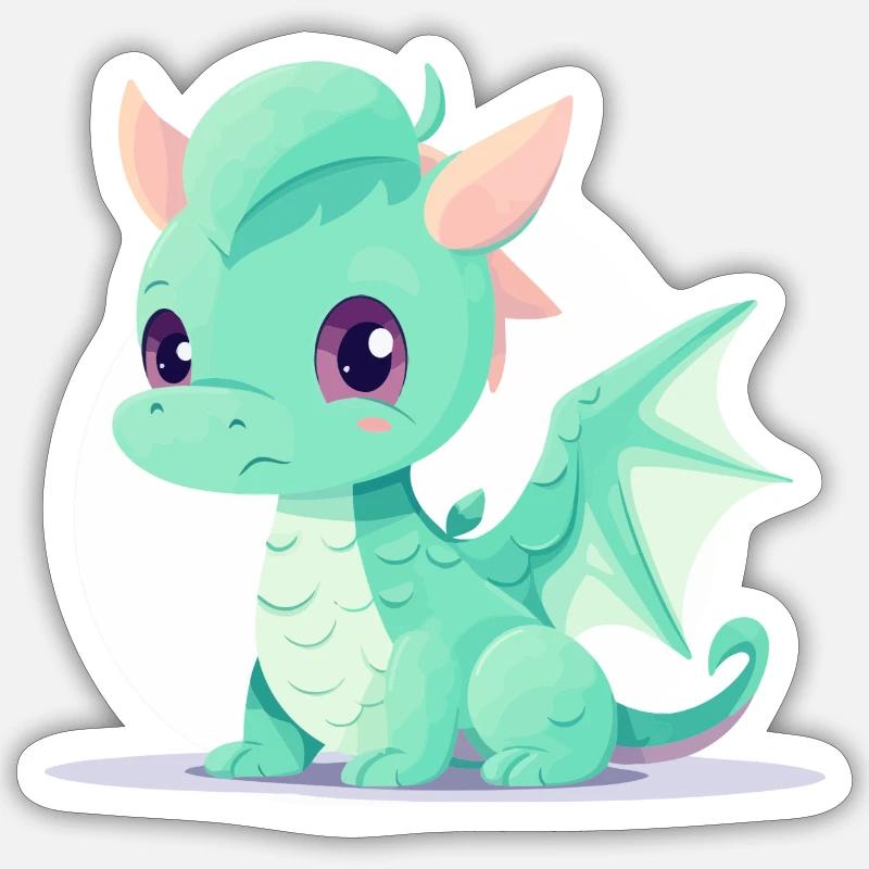 Bébé Dragon - Sticker taille S (10 x 10 cm) - blanc mat