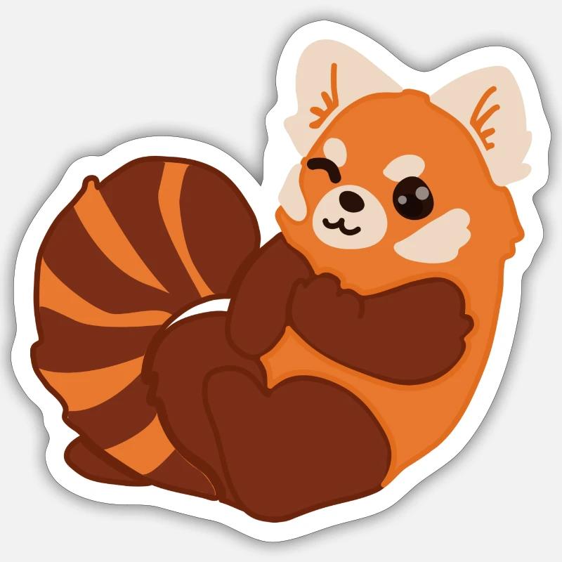 motif panda roux - Sticker taille S (10 x 10 cm) - blanc mat