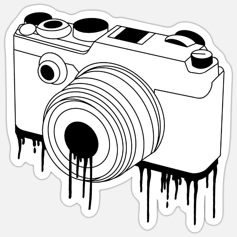 Camera Drawing - Sticker size S (10 x 10 cm) - white matte