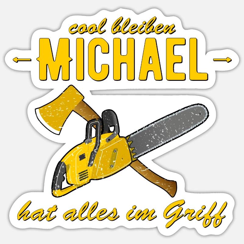 Michael hat alles im Griff - cool bleiben - Sticker Größe S (10 x 10 cm) - Mattweiß