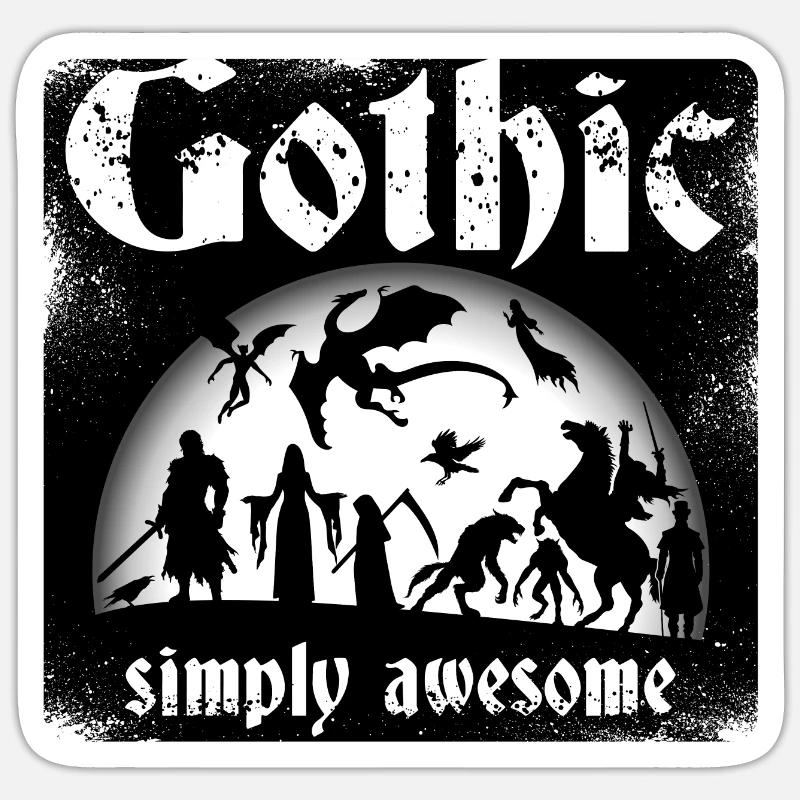 Gothic, spooky full moon creatures - Sticker size S (10 x 10 cm) - white matte
