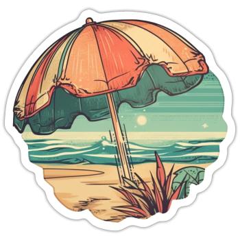 Beach umbrella Sea - Sticker size S (10 x 10 cm) - white matte - Front