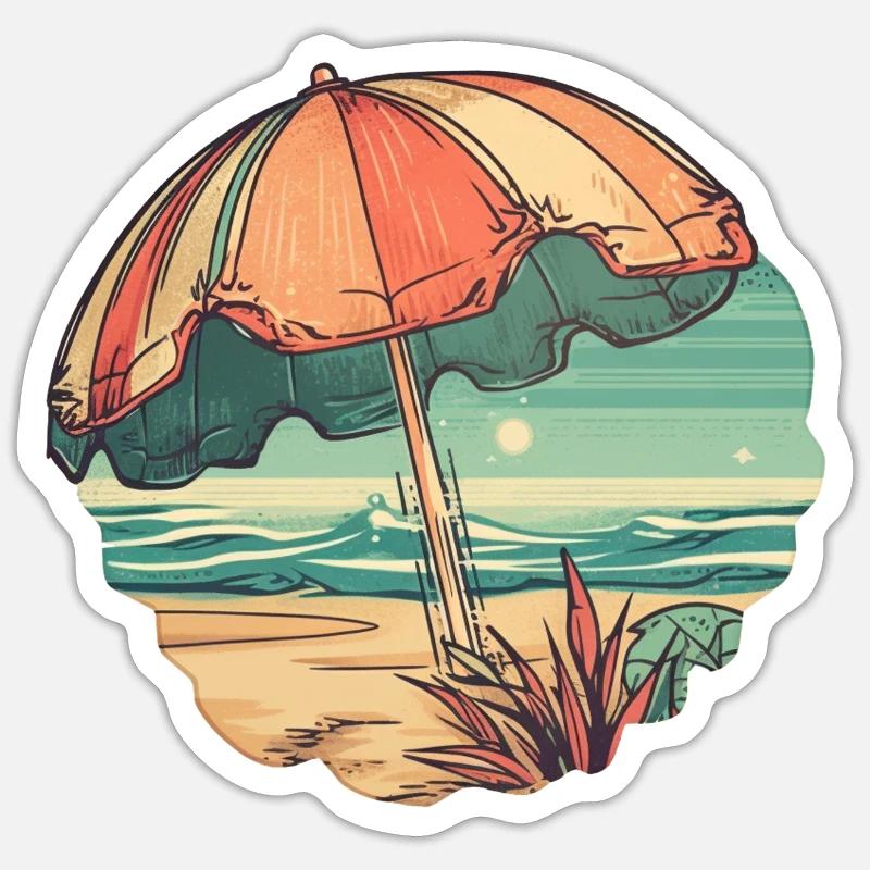 Parasol Mer Sticker taille S (10 x 10 cm)