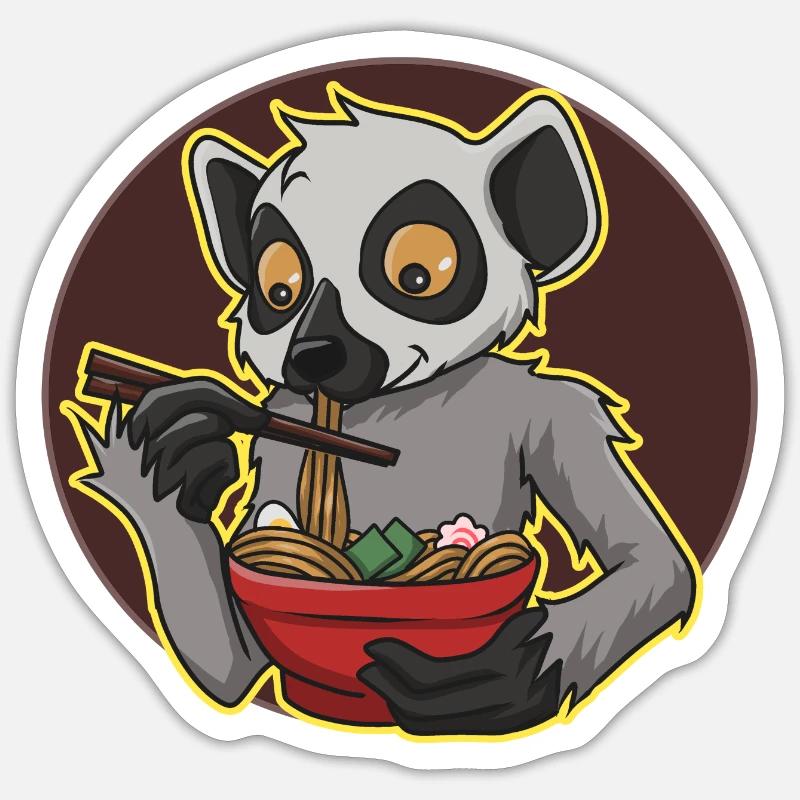Lemur Ramen - Sticker size S (10 x 10 cm) - white matte
