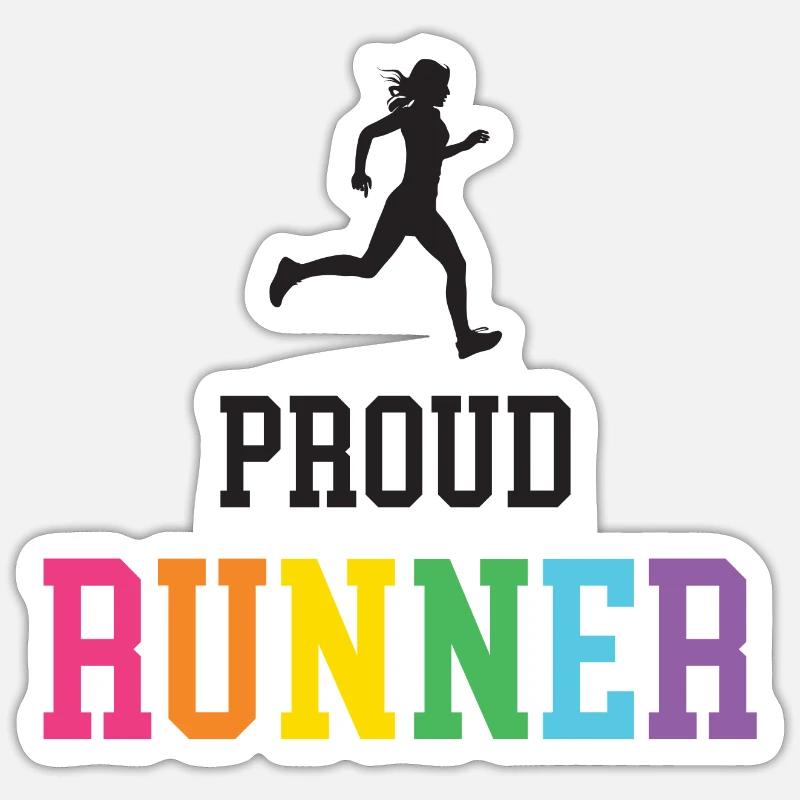 Fier coureur LGBT - Sticker taille S (10 x 10 cm) - blanc mat
