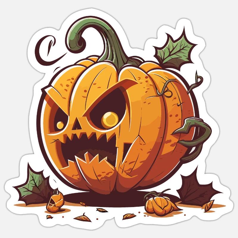 Artisanat de citrouille effrayant - Sticker taille S (10 x 10 cm) - blanc mat