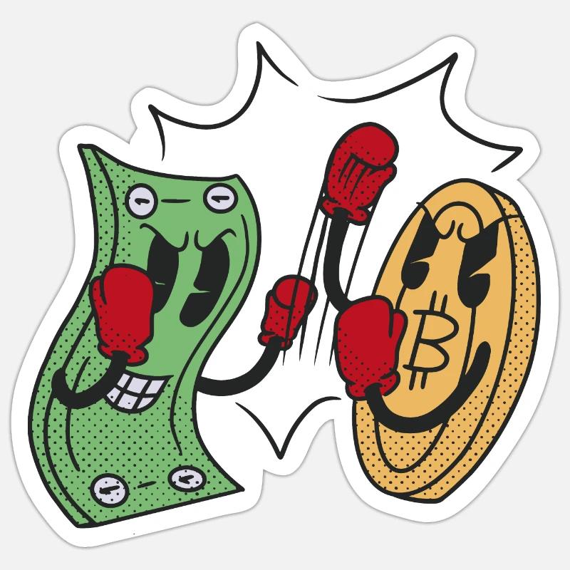Bitcoin Dollar - Sticker taille S (10 x 10 cm) - blanc mat