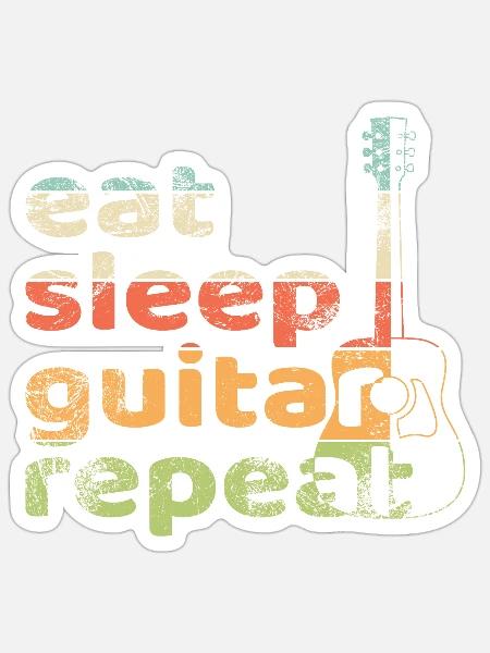 Eat Sleep Guitar Repeat - Sticker Größe S (10 x 10 cm) - Mattweiß