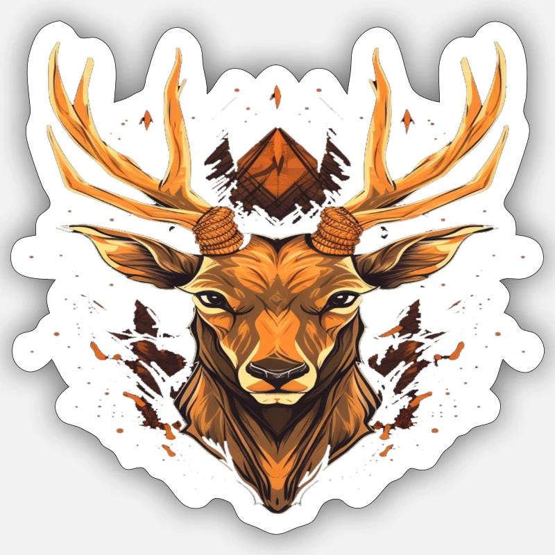 Hirschkopf 9 Sticker Größe S (10 x 10 cm)