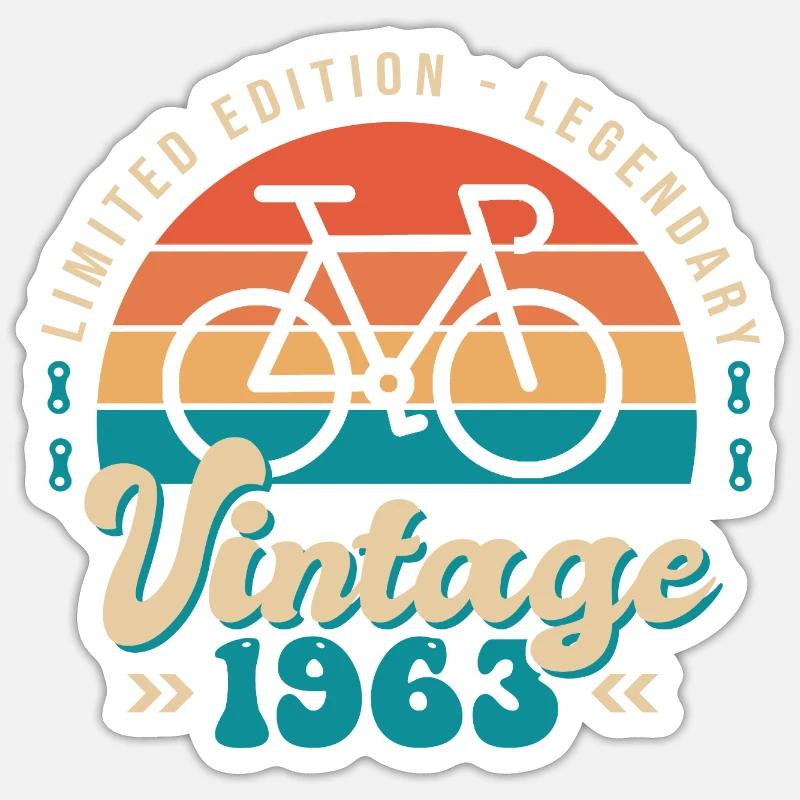 1963 Jubiläum 60 Jahre Radfahrer - Sticker Größe S (10 x 10 cm) - Mattweiß