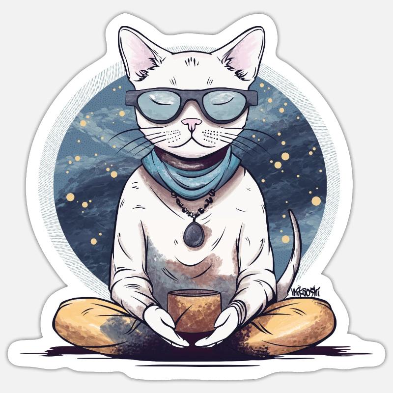Meditating Cat Sticker size S (10 x 10 cm)