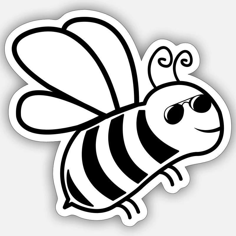 biene cool - Sticker Größe S (10 x 10 cm) - Mattweiß