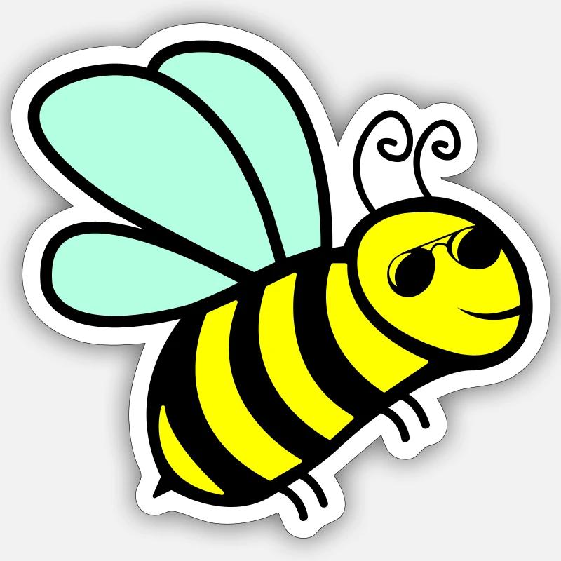 Abeille Cool - Sticker taille S (10 x 10 cm) - blanc mat
