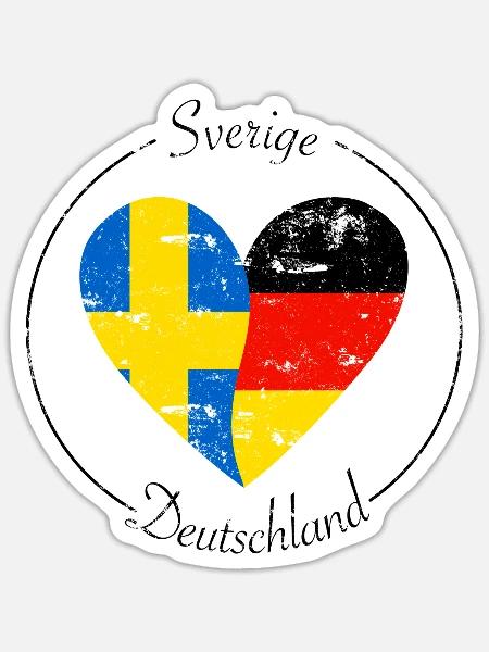 Sverige und Deutschland Herz Logo - Sticker Größe S (10 x 10 cm) - Mattweiß