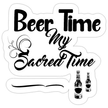 Conception de l’heure de la bière - Sticker taille S (10 x 10 cm) - blanc mat - Devant