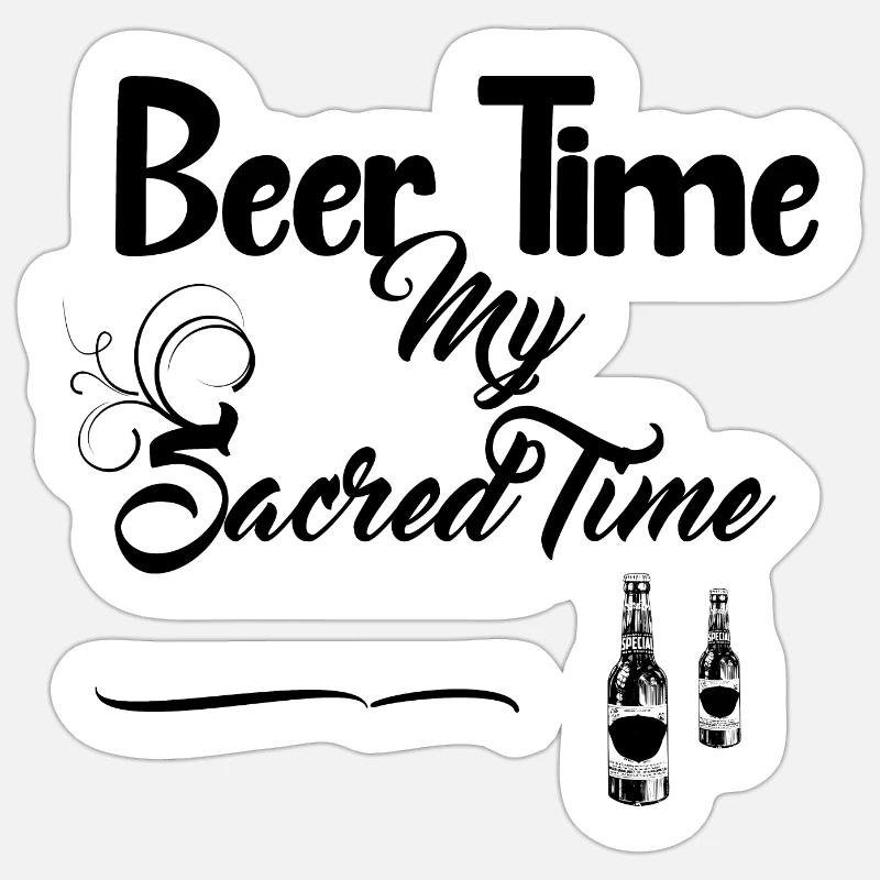 Bierzeit-Design - Sticker Größe S (10 x 10 cm) - Mattweiß