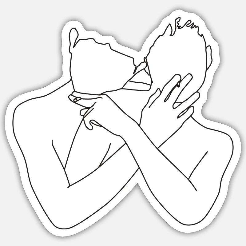 Garçons avec cigarettes - Sticker taille S (10 x 10 cm) - blanc mat