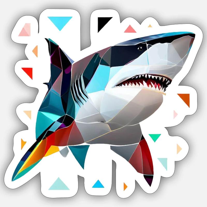 Requin blanc - Sticker taille S (10 x 10 cm) - blanc mat