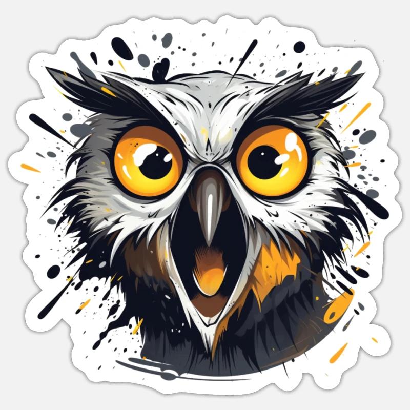 Crazy Owl - Sticker size S (10 x 10 cm) - white matte