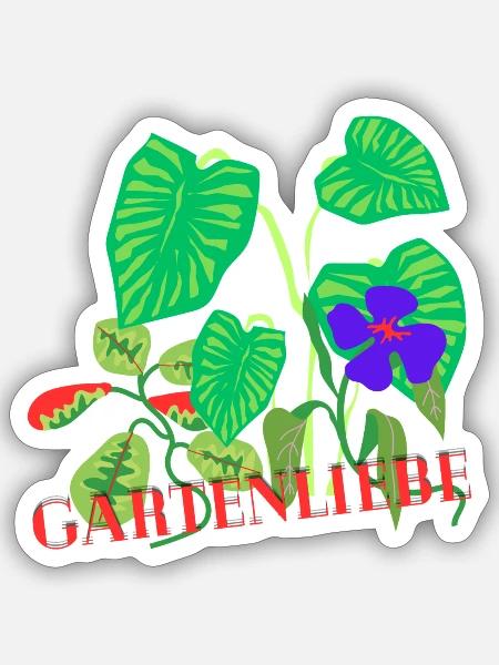 Gartenliebe - Sticker Größe S (10 x 10 cm) - Mattweiß