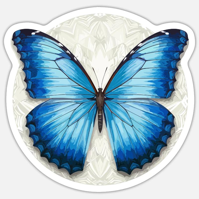 Blauer Morpho-Schmetterling Sticker Größe S (10 x 10 cm)