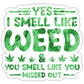 Citation sur l’odeur d’herbe - Sticker taille S (10 x 10 cm) - blanc mat - Devant