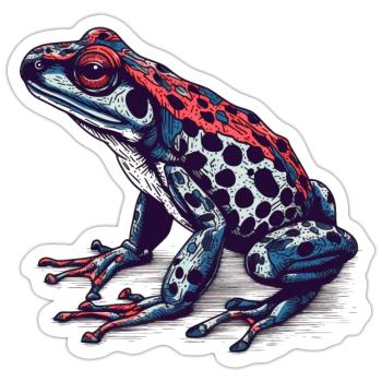 Pfeilgiftfrosch Amphibie in toller retro Optik - Sticker Größe S (10 x 10 cm) - Mattweiß - Vorne