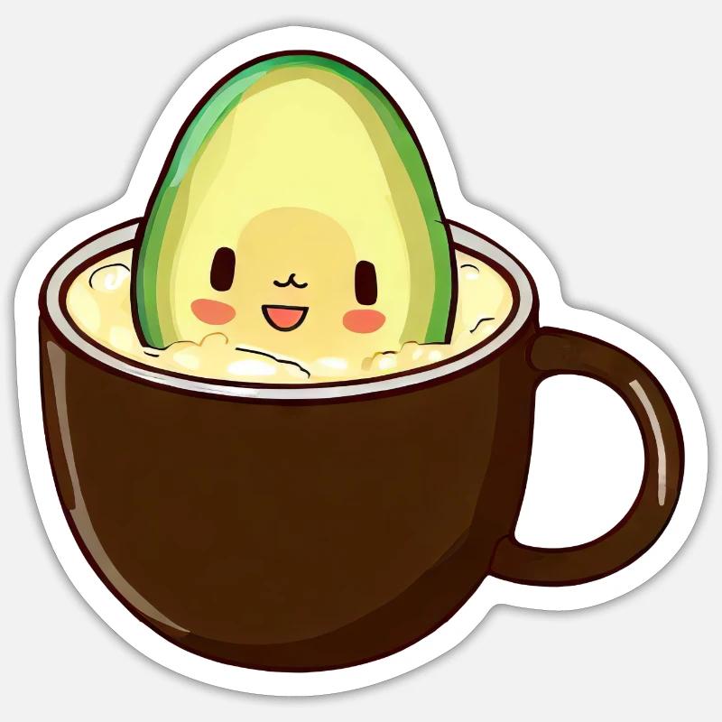 Avocado bathes in coffee - Sticker size S (10 x 10 cm) - white matte