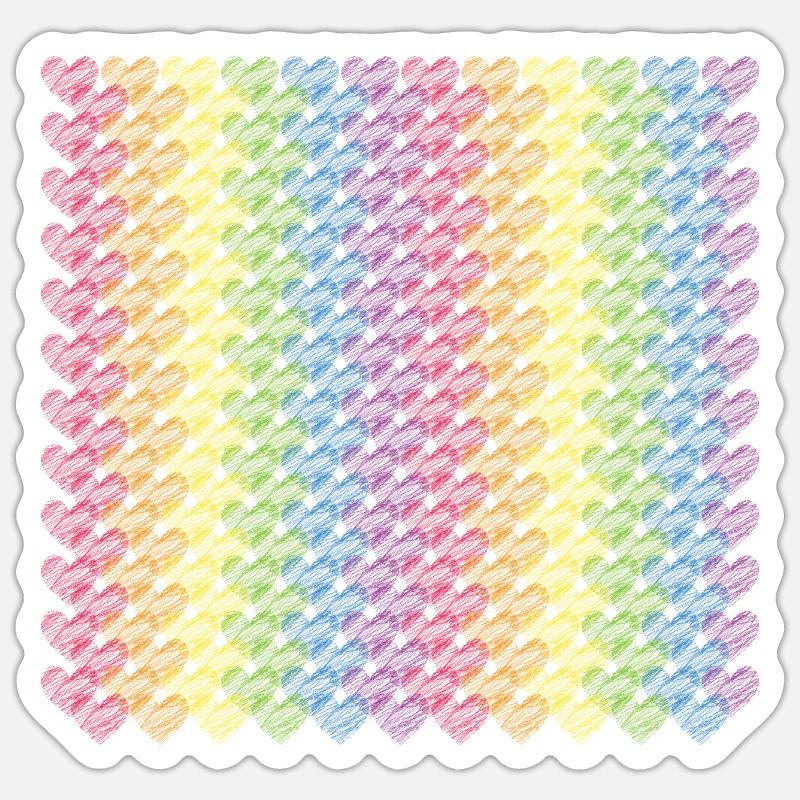 Pride Herzen Regenbogenfahne Regenbogen Sticker Größe S (10 x 10 cm)