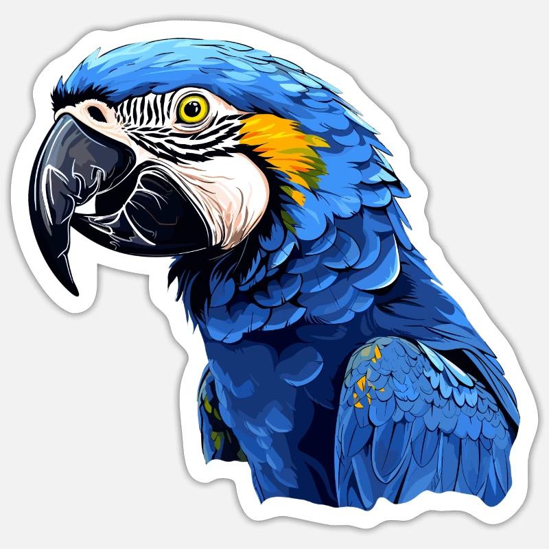 Ara hyacinthe - Sticker taille S (10 x 10 cm) - blanc mat